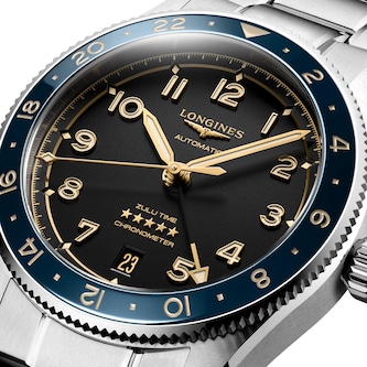 Longines Spirit Zulu Time 39mm Mens Watch Anthracite