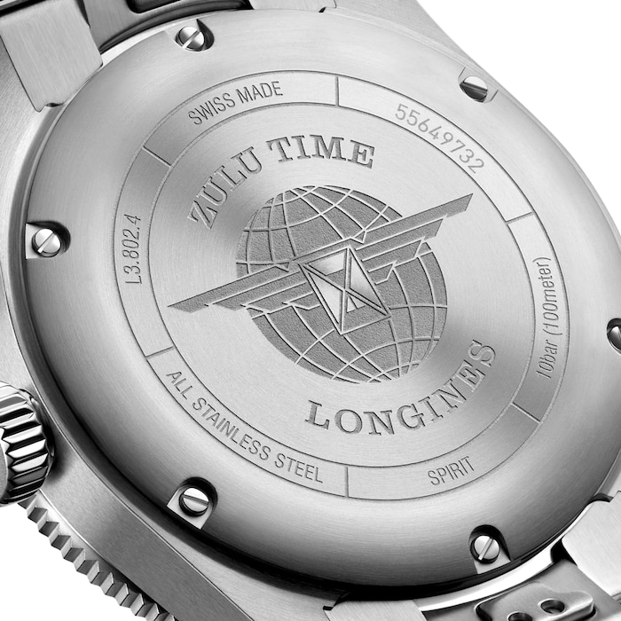 Longines Spirit Zulu Time 39mm Mens Watch Anthracite