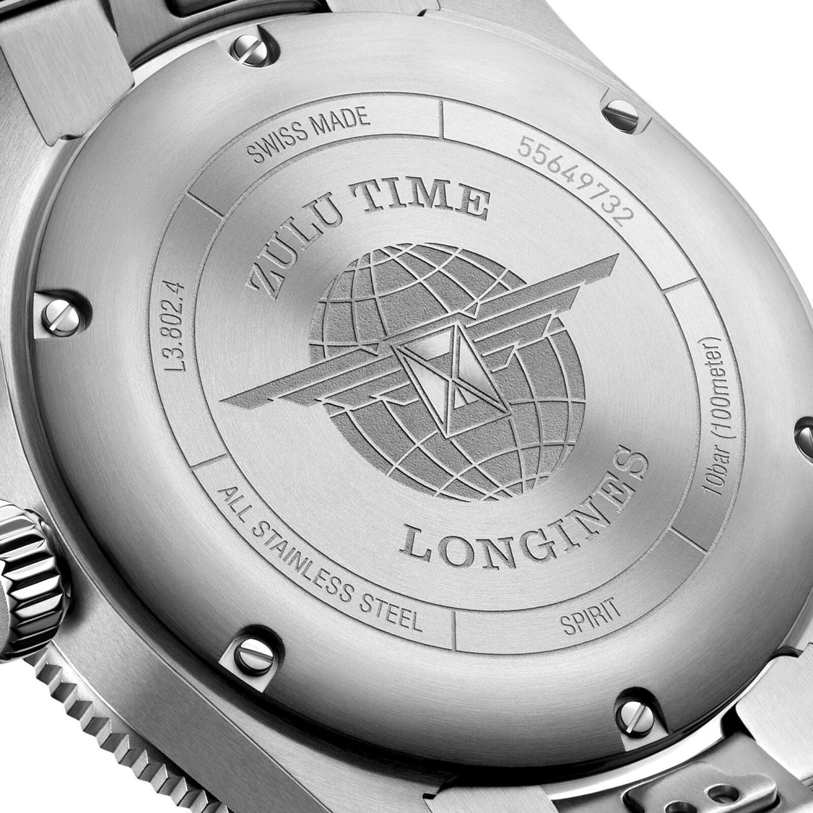 Longines Spirit Zulu Time 39mm Mens Watch Anthracite