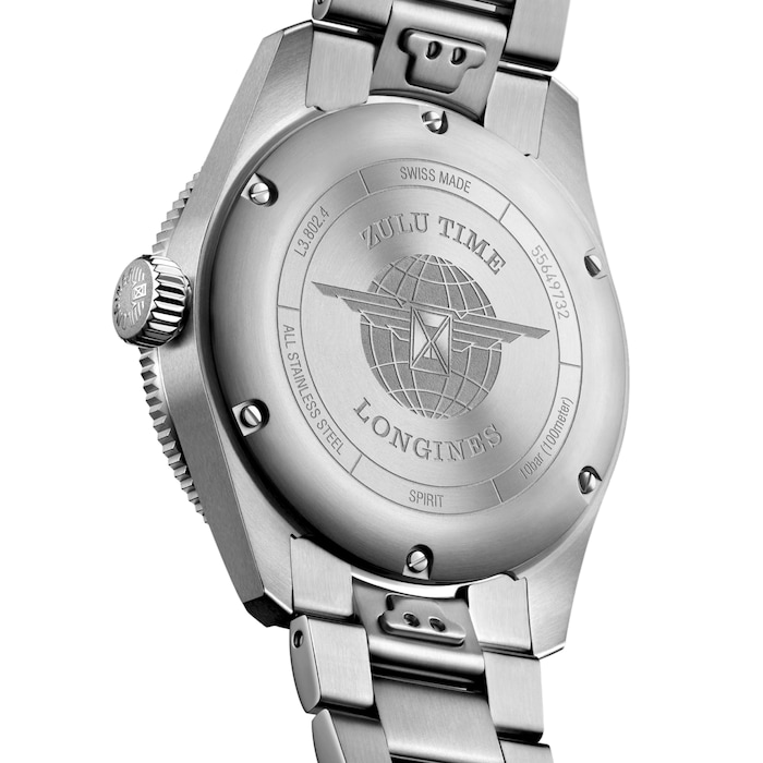 Longines Spirit Zulu Time 39mm Mens Watch Anthracite