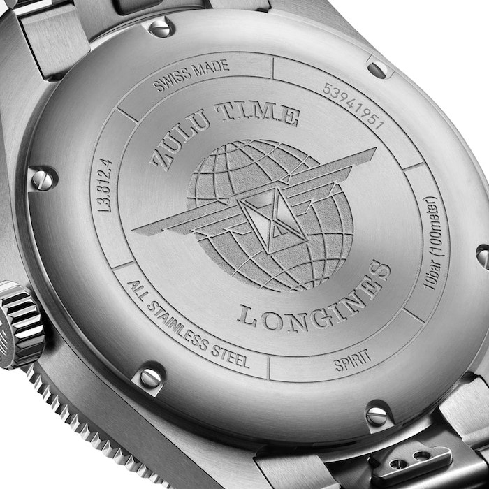 Longines Spirit Zulu Time 42mm Mens Watch Black