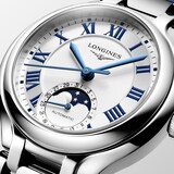 Longines PrimaLuna Moonphase Automatic 34mm Ladies Watch Blue Alligator