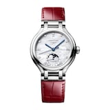 Longines PrimaLuna Moonphase Automatic 34mm Ladies Watch Red Alligator