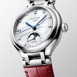 Longines PrimaLuna Moonphase Automatic 34mm Ladies Watch Red Alligator