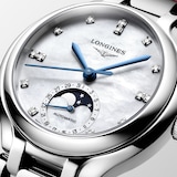 Longines PrimaLuna Moonphase Automatic 34mm Ladies Watch Red Alligator