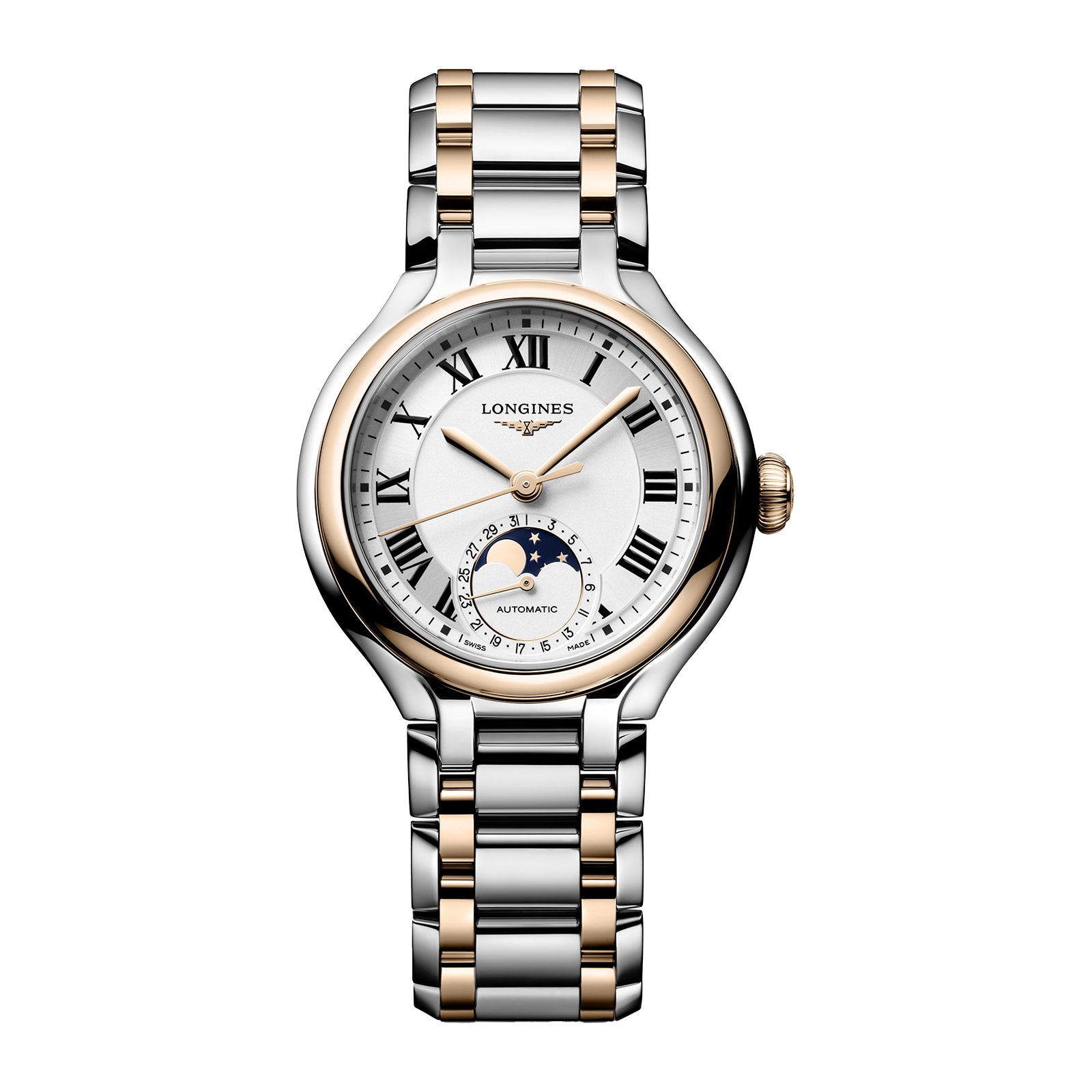 Longines PrimaLuna Moonphase Automatic 34mm Ladies Watch Rose Gold