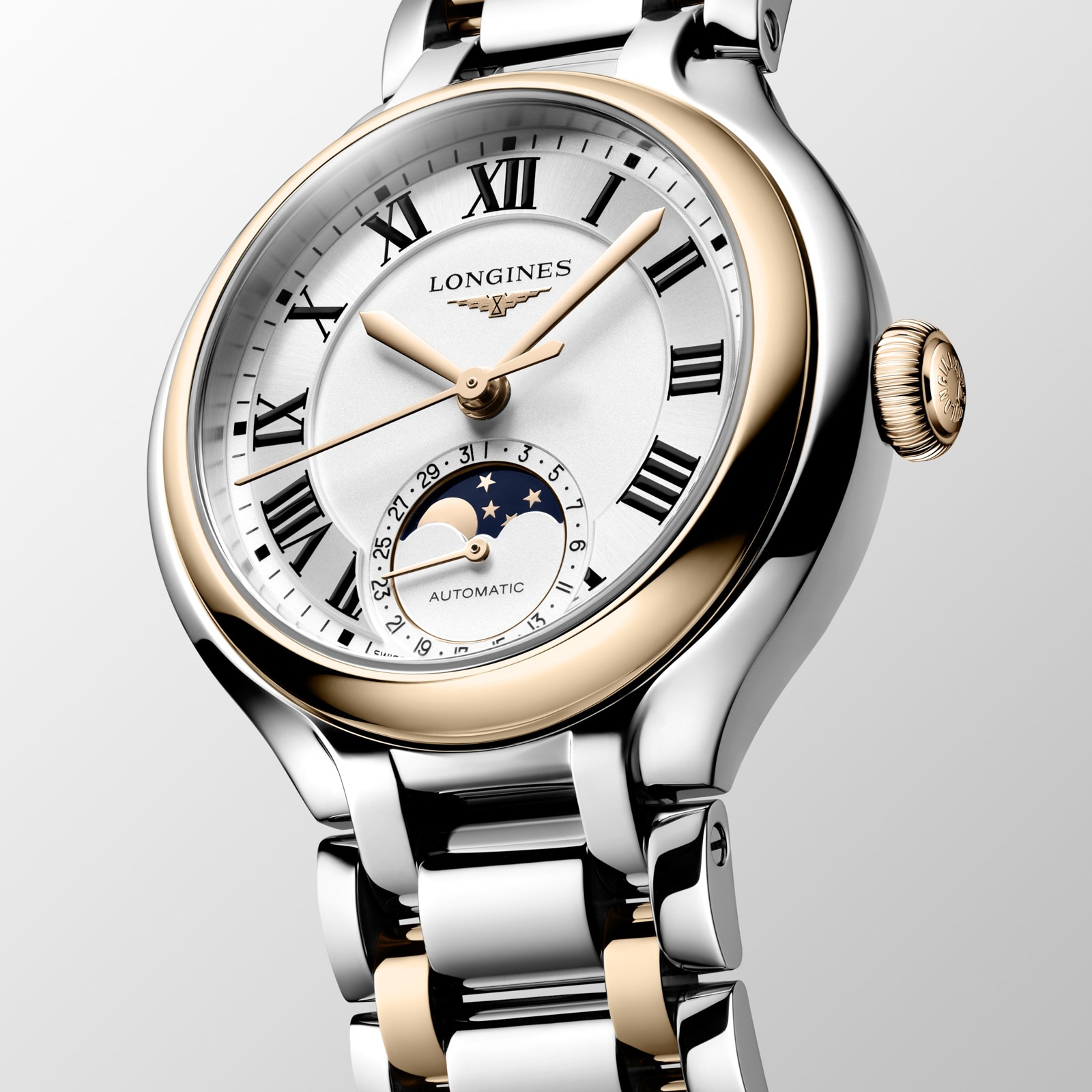 Longines PrimaLuna Moonphase Automatic 34mm Ladies Watch Rose Gold