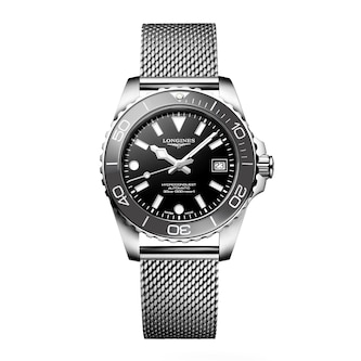 Longines Hydroconquest 39mm Mens Watch Black Mesh