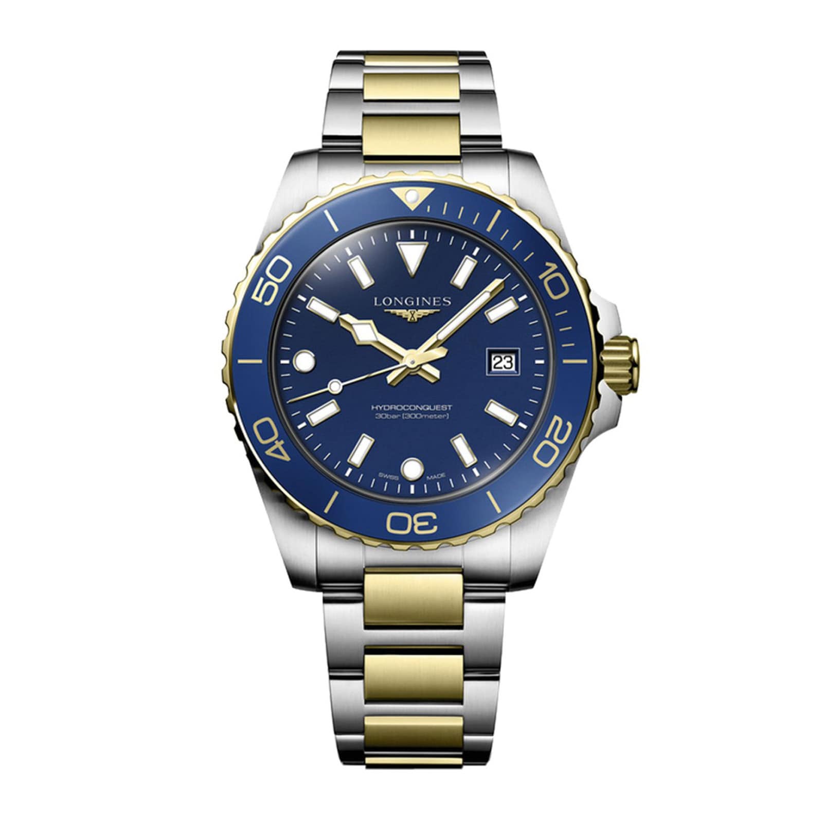 Longines HydroConquest Quartz 42mm Mens Watch Bi-Colour Blue
