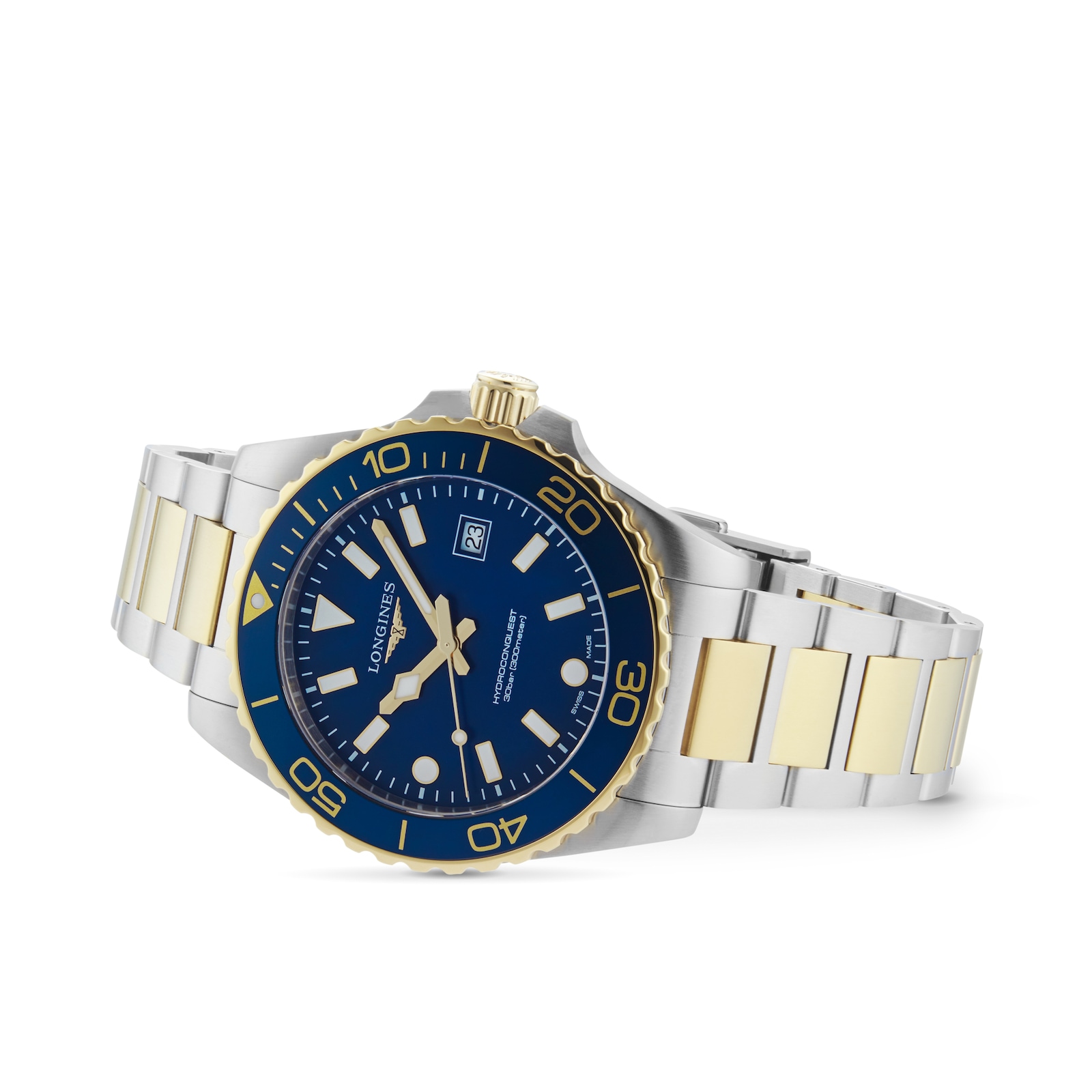 Longines HydroConquest Quartz 42mm Mens Watch Bi-Colour Blue