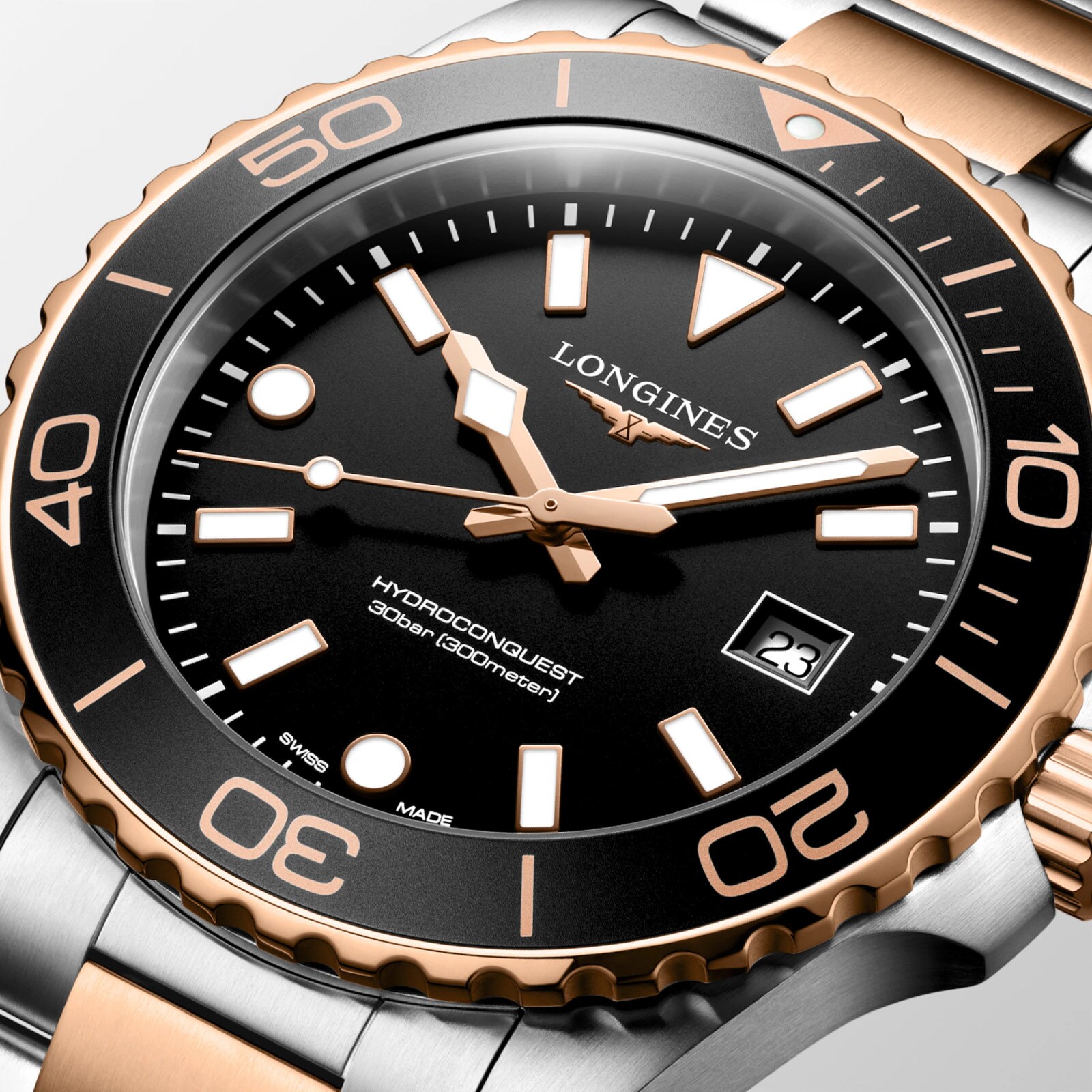 Longines HydroConquest Quartz 42mm Mens Watch Black