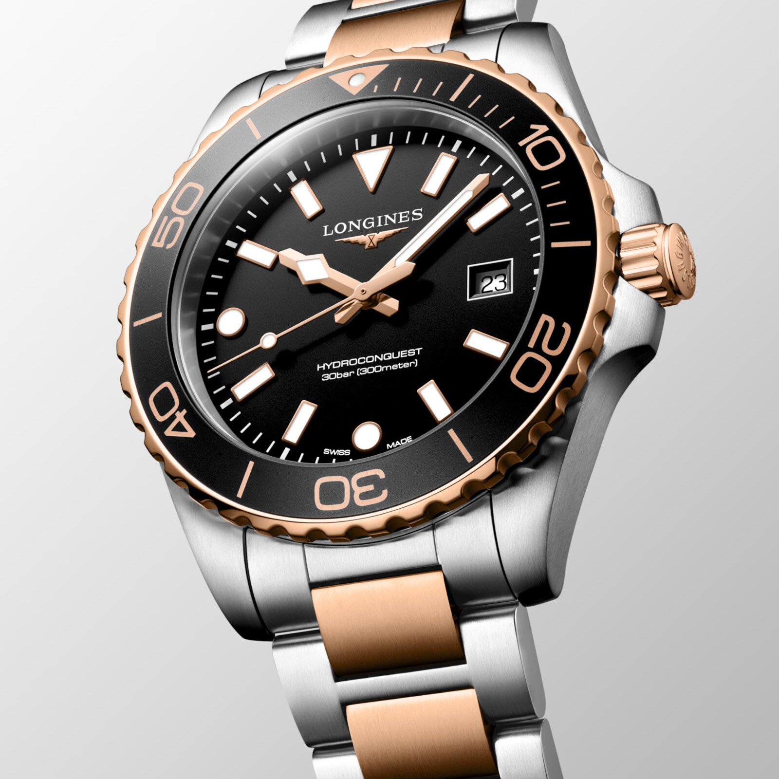 Longines HydroConquest Quartz 42mm Mens Watch Black