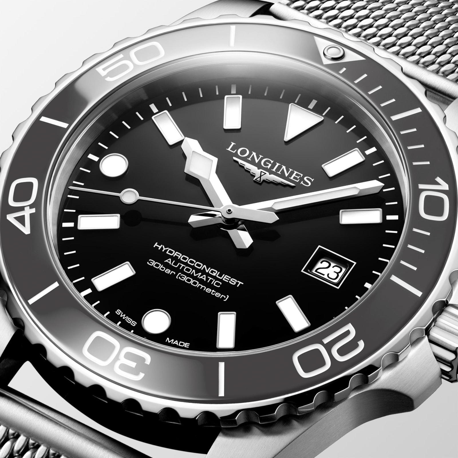 Longines HydroConquest 42mm Mens Watch Black Mesh Longines HydroConquest 42mm Mens Watch Black Mesh