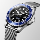 Longines HydroConquest 42mm Mens Watch Black Mesh