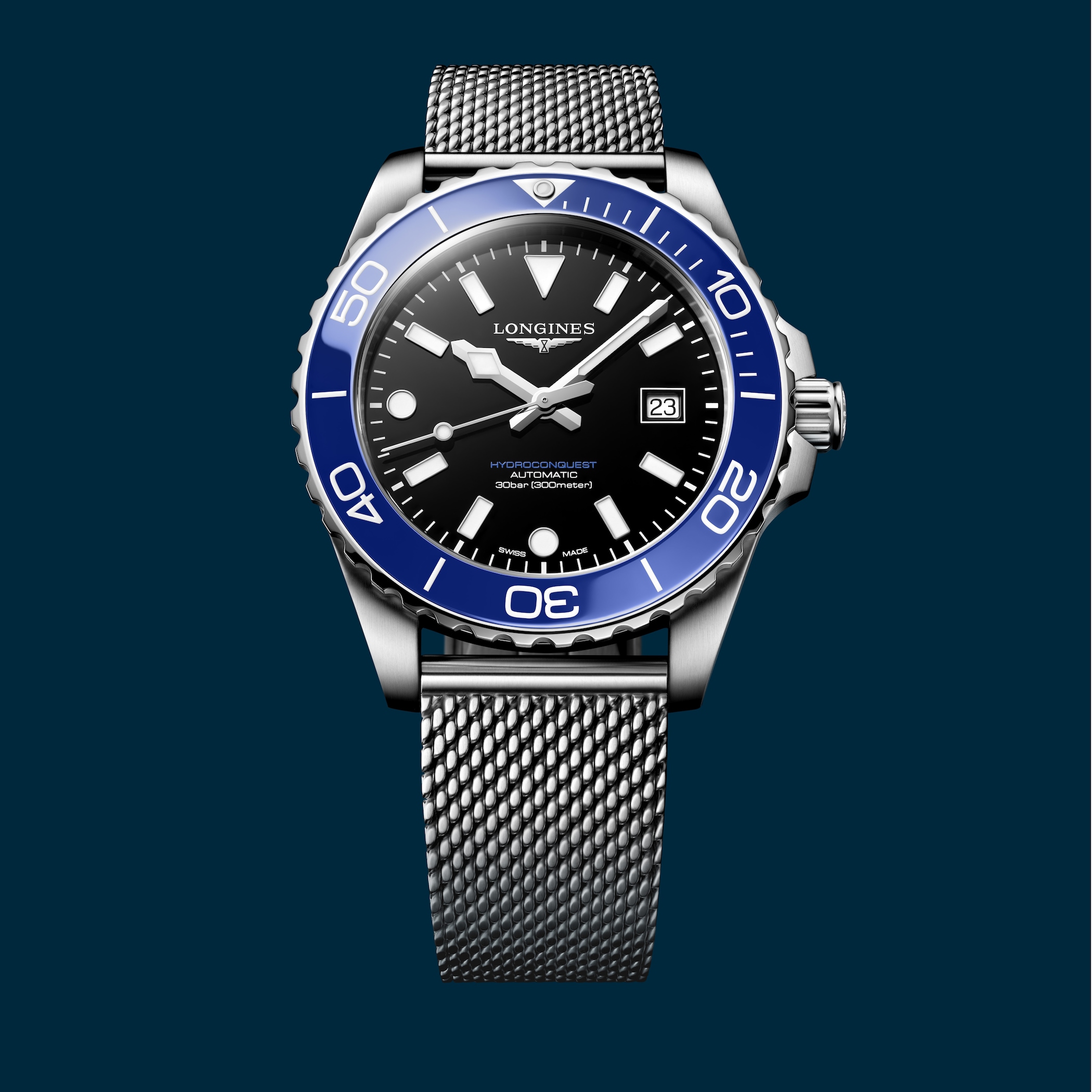 Longines HydroConquest 42mm Mens Watch Black Mesh Longines HydroConquest 42mm Mens Watch Black Mesh