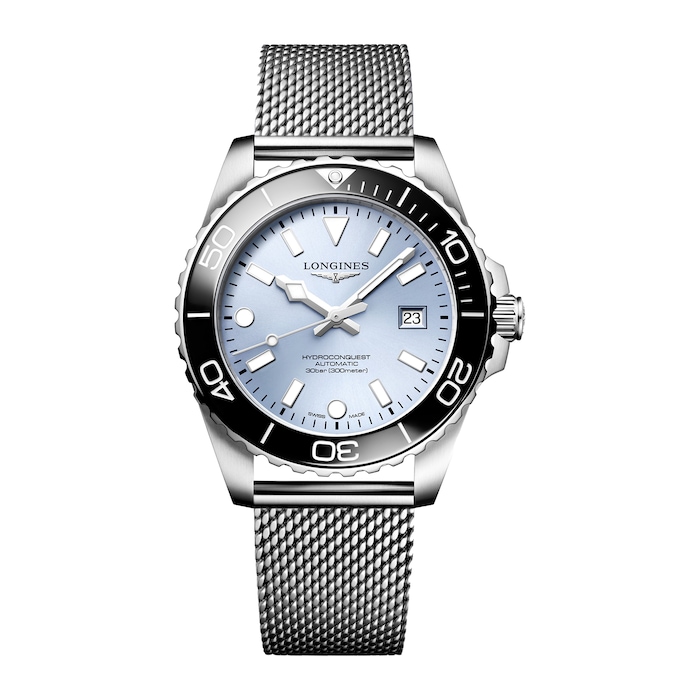Longines HydroConquest 42mm Mens Watch Ice Blue Mesh