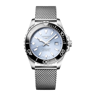 Longines HydroConquest 42mm Mens Watch Ice Blue Mesh