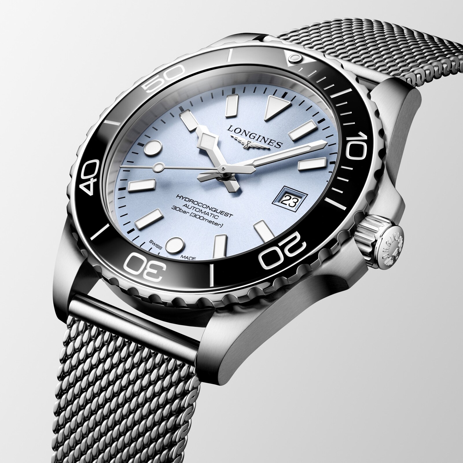 Longines HydroConquest 42mm Mens Watch Ice Blue Mesh L37884996