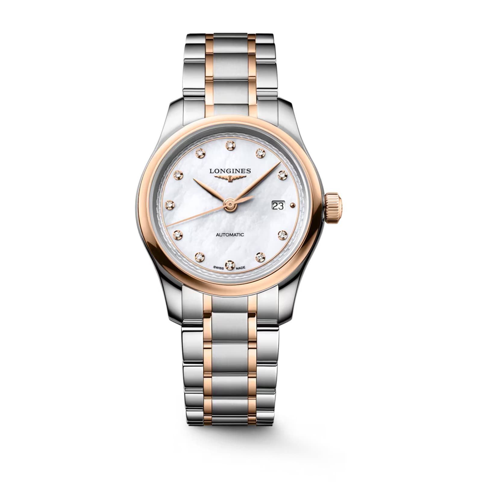 Longines Master Collection 30mm Ladies Watch Stainless Steel and 18ct Rose Gold Longines Master Collection 30mm Ladies Watch Stainless Steel and 18ct Rose Gold