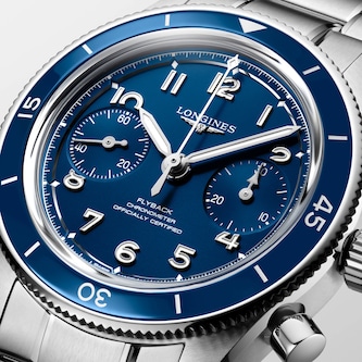 Longines Spirit Pilot Flyback 39.5mm Mens Watch Blue Stainless Steel