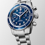Longines Spirit Pilot Flyback 39.5mm Mens Watch Blue Stainless Steel