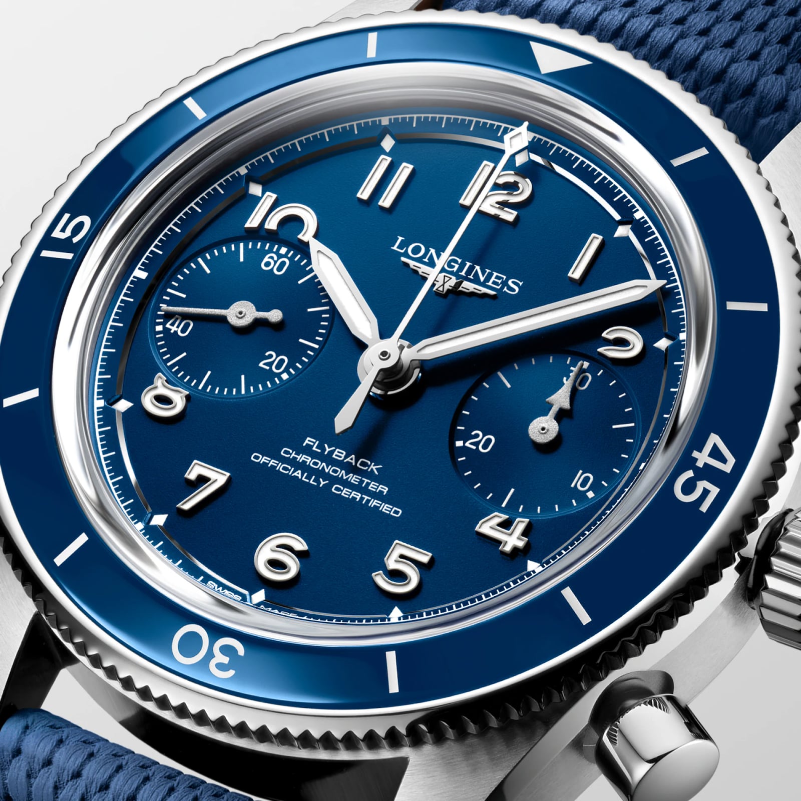 Longines Spirit Pilot Flyback 39.5mm Mens Watch Blue