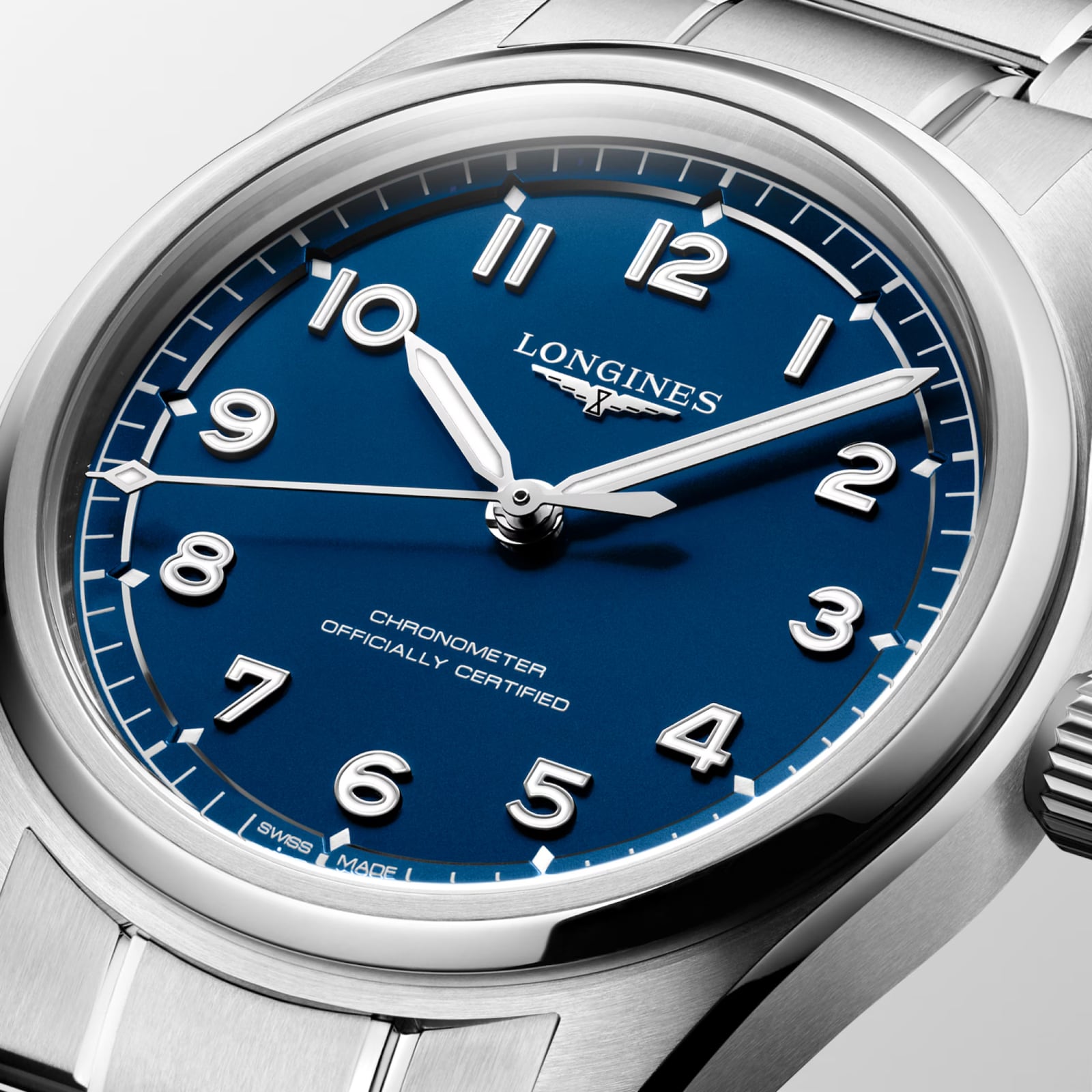 Longines Spirit Pilot 39mm Mens Watch Blue Stainless Steel
