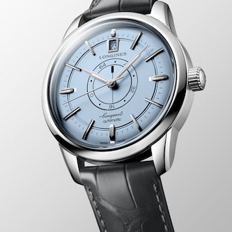 Longines Conquest Heritage Central Power Reserve 38mm Mens Watch Blue Alligator Longines Conquest Heritage Central Power Reserve 38mm Mens Watch Blue Alligator