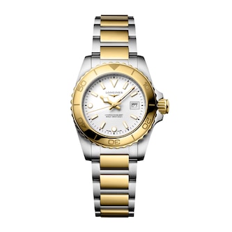 Longines Hydroconquest Quartz 30mm Ladies Watch White Dial Stainless Steel and Yellow PVD Coating Bracelet Longines Hydroconquest Quartz 30mm Ladies Watch White Dial Stainless Steel and Yellow PVD Coating Bracelet