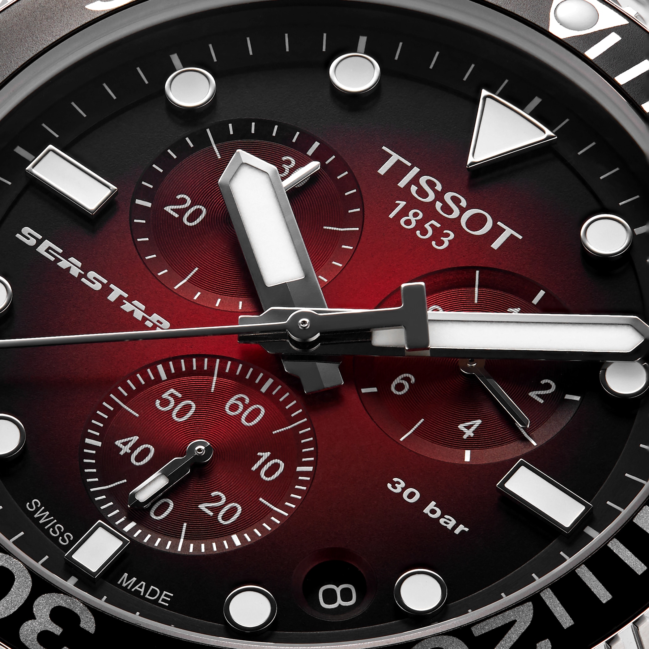 Tissot T-Sport Seastar 1000 Quartz Chronograph 45.5mm Mens Watch Red Tissot T-Sport Seastar 1000 Quartz Chronograph 45.5mm Mens Watch Red