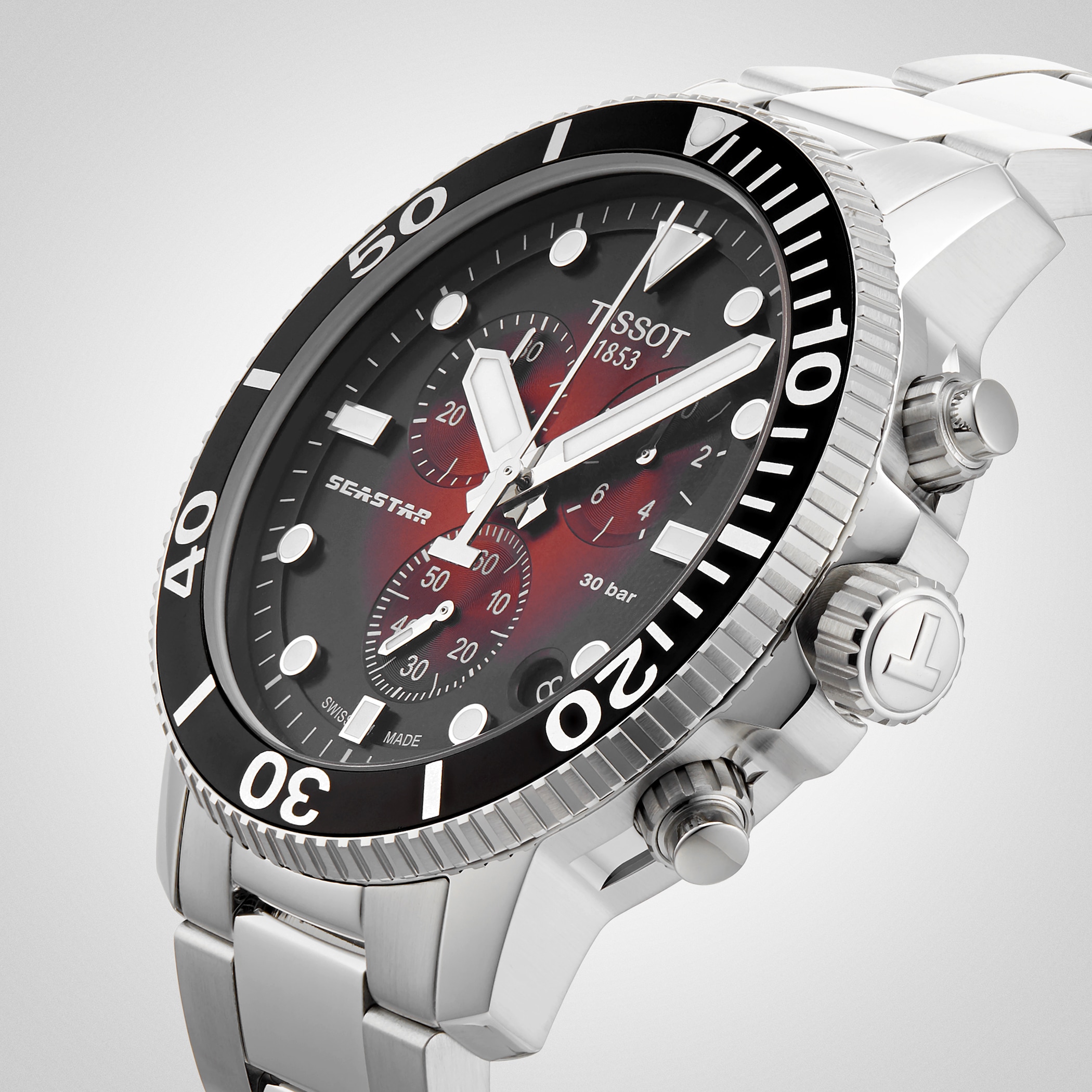 Tissot T-Sport Seastar 1000 Quartz Chronograph 45.5mm Mens Watch Red Tissot T-Sport Seastar 1000 Quartz Chronograph 45.5mm Mens Watch Red