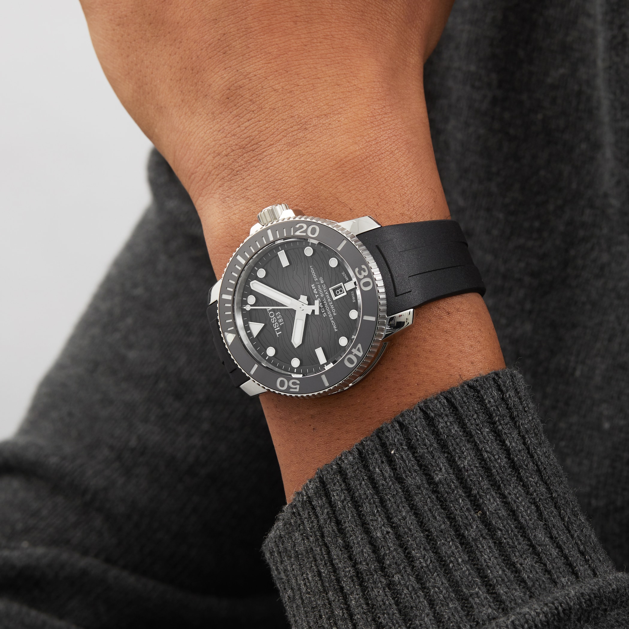 Tissot Seastar 2000 Professional Orologio Subacqueo Uomo – 600m, Acciaio, Cinturino In Gomma, Quadrante Blu Onde, T1206071744100