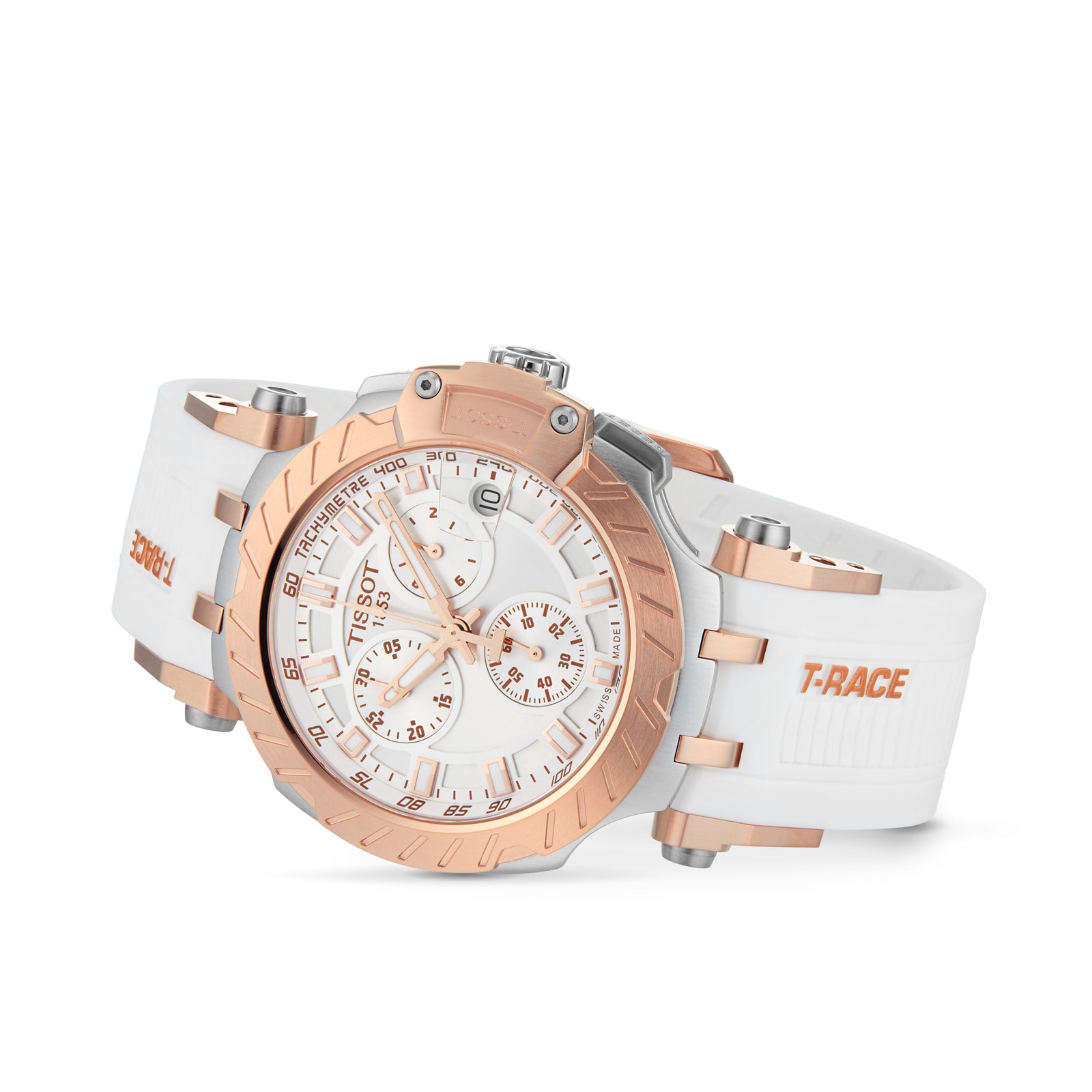 Tissot t race sales white rose gold