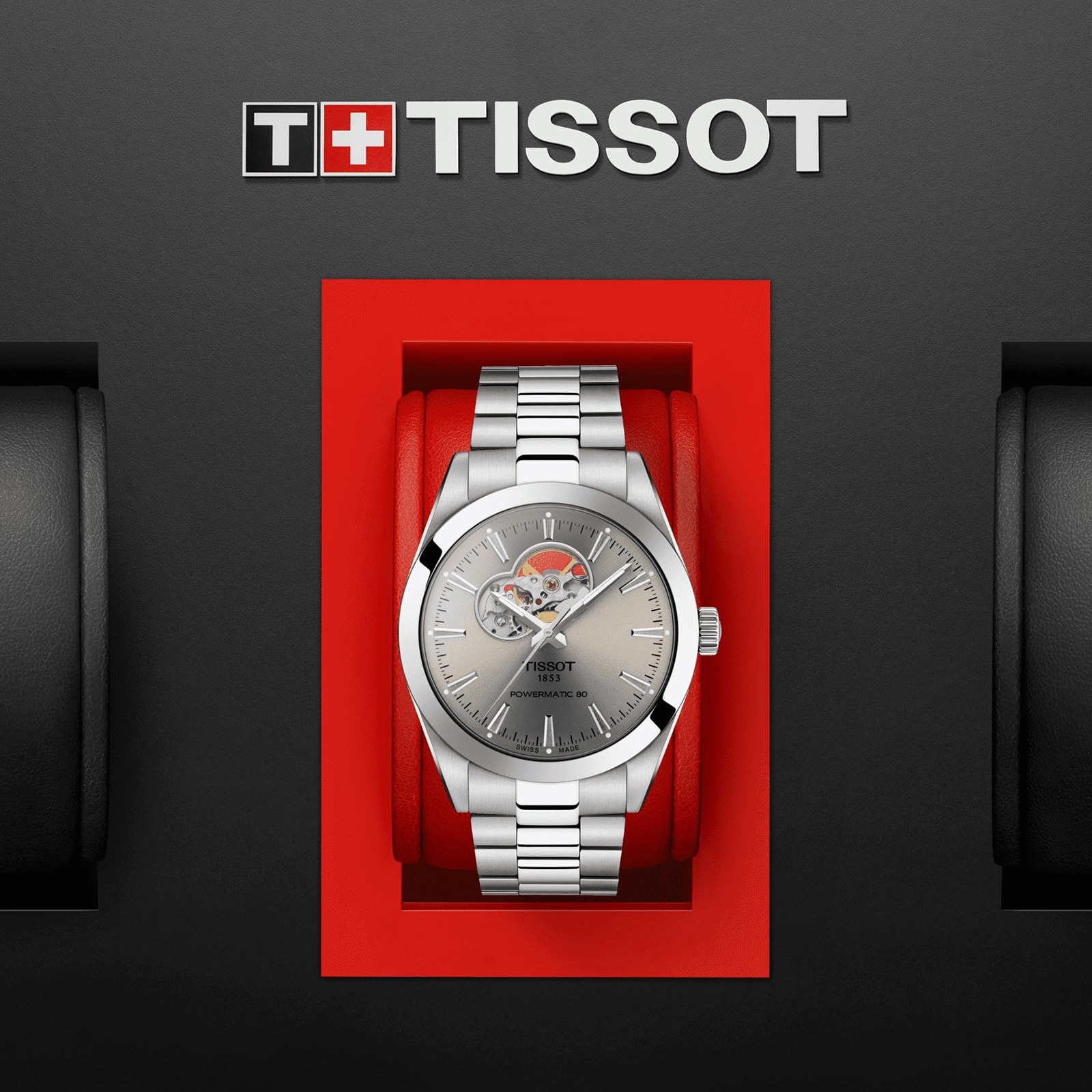 Tissot open heart on sale black