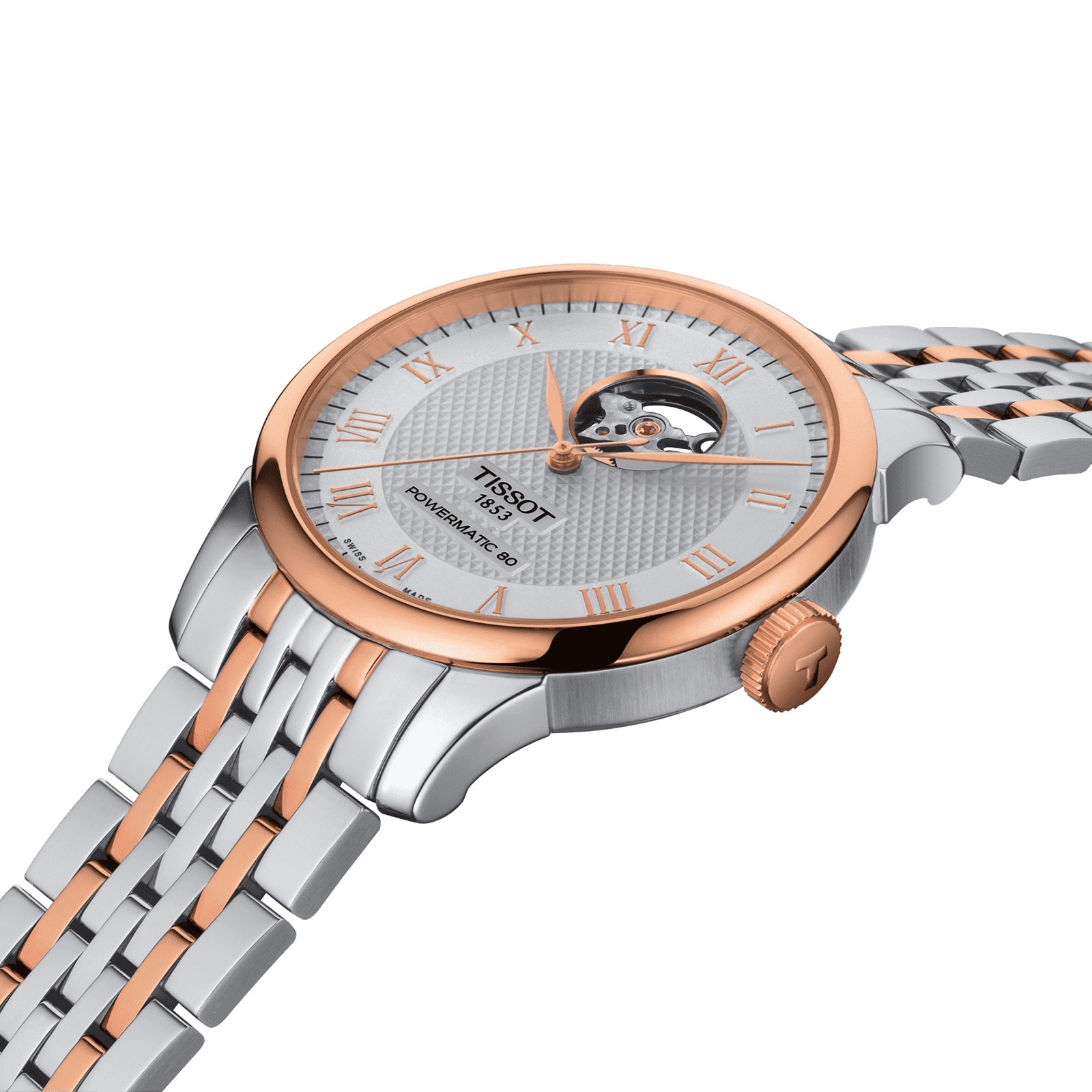 Tissot powermatic 80 best sale open heart rose gold