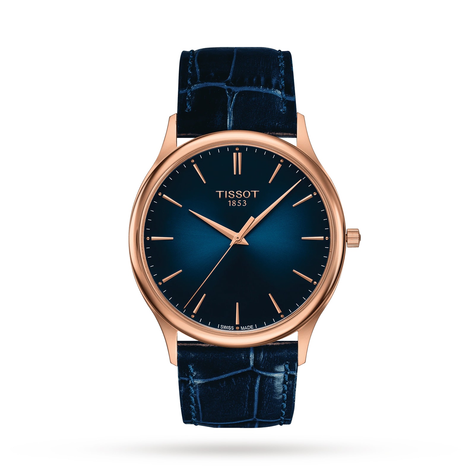 Mens gold watch blue face sale