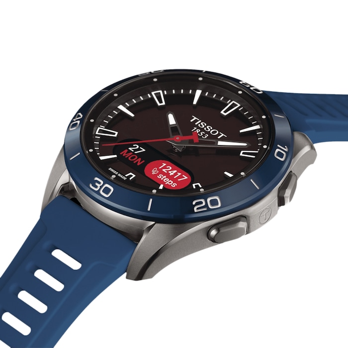 Tissot T-Touch Connect Sport 44mm Unisex Watch Black With Blue Silicone Strap