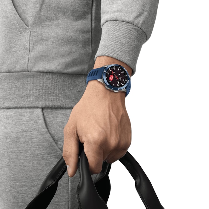 Tissot T-Touch Connect Sport 44mm Unisex Watch Black With Blue Silicone Strap