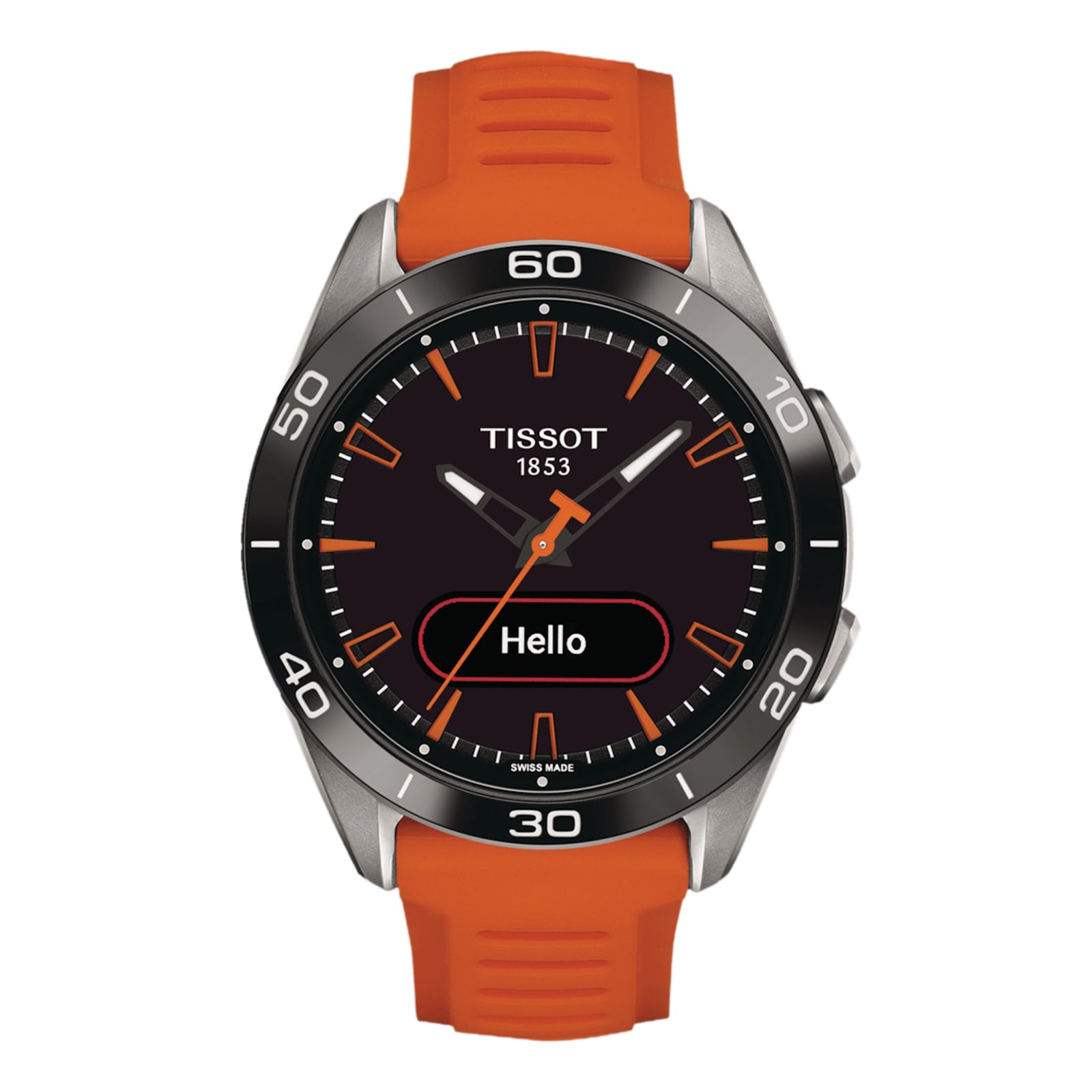 Tissot T-Touch Connect Sport 44mm Unisex Watch Black With Orange Silicone Strap Tissot T-Touch Connect Sport 44mm Unisex Watch Black With Orange Silicone Strap