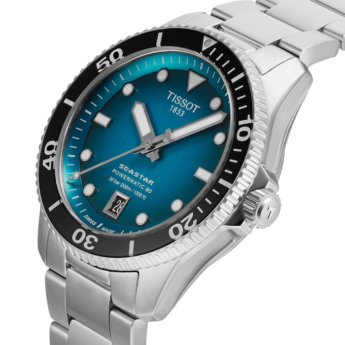 Tissot Seastar 1000 Powermatic 80 40mm Mens Watch Turquoise