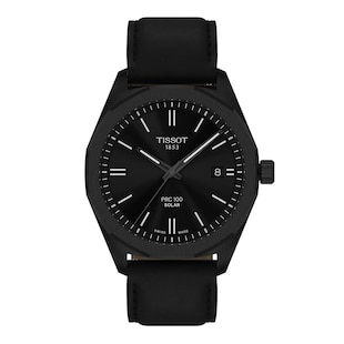 Tissot PRC 100 Solar Quartz 39mm Mens Watch Black Leather