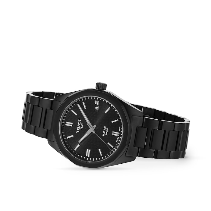 Tissot PRC 100 Solar Quartz 39mm Mens Watch Black