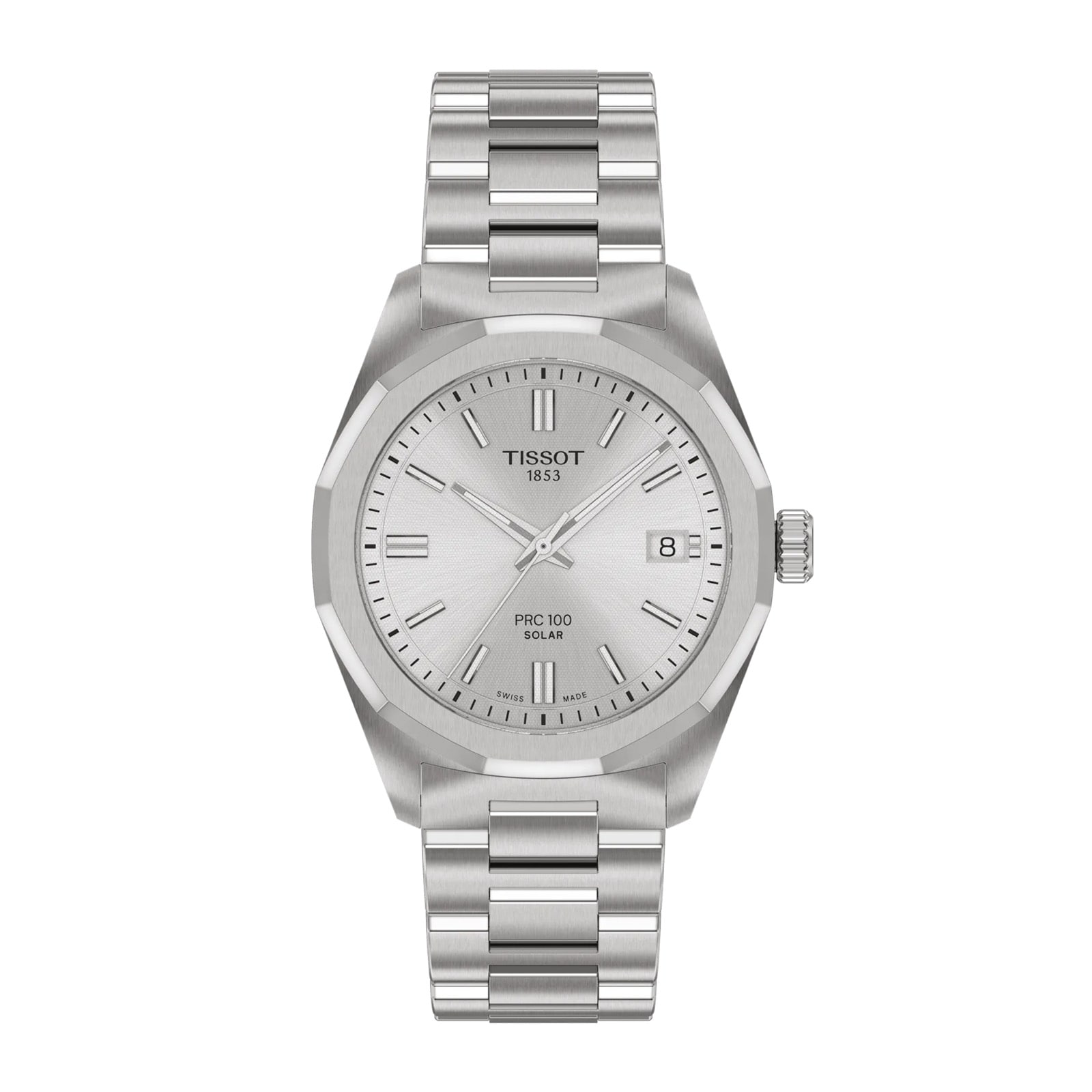 Tissot PRC 100 Solar Quartz 34mm Silver Ladies Watch