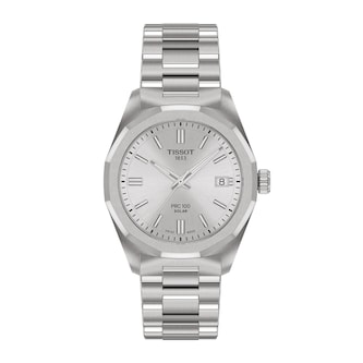 Tissot PRC 100 Solar Quartz 34mm Silver Ladies Watch