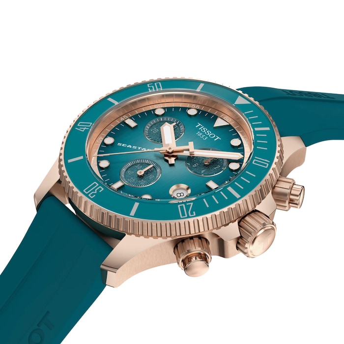 Tissot Seastar 1000 Quartz Chronograph 38mm Ladies Watch Turquoise