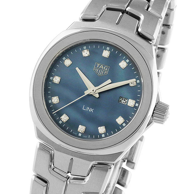 Tag heuer link ladies quartz shop date mother of pearl watch