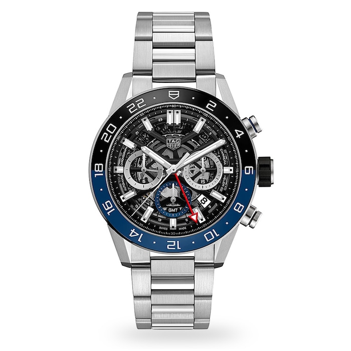 Tag Heuer Grand Carrera GMT Chronograph Silver Dial Steel Mens