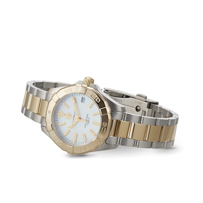 TAG Heuer Aquaracer Quartz Ladies Mother of Pearl Steel & Yellow Gold  Plated Watch