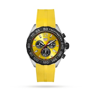 TAG Heuer Formula 1 Quartz Chronograph 200M 43mm Mens Watch Yellow Rubber