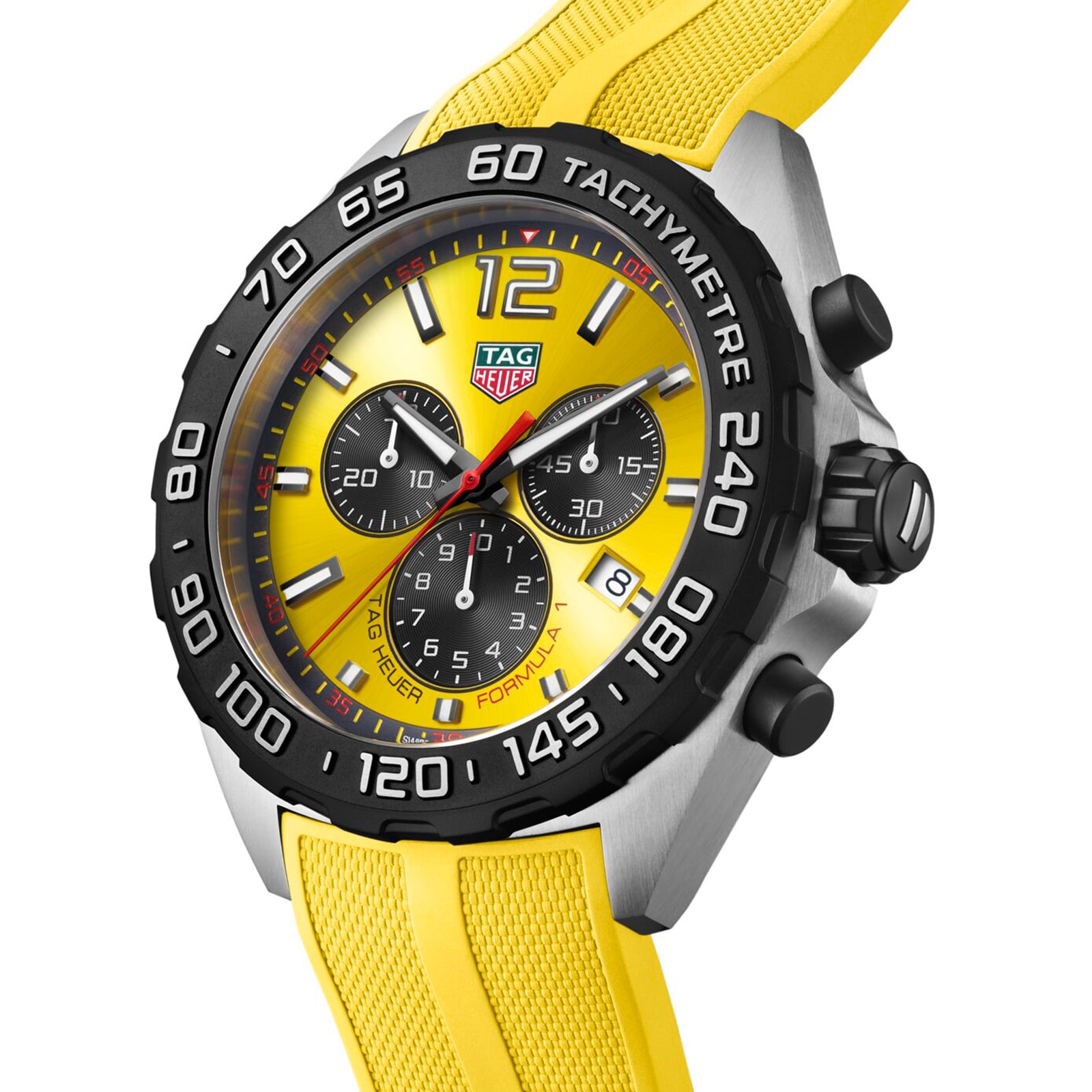 TAG Heuer Formula 1 Quartz Chronograph 200M 43mm Mens Watch Yellow Rubber